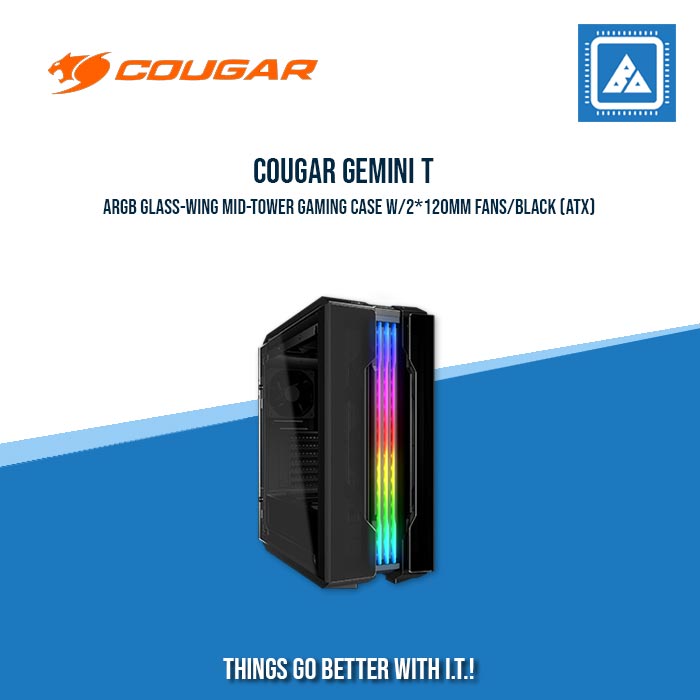COUGAR CASE GEMINI T PRO / MID-TOWER / RGB AND GULL WING DESIGN / 2 HINGE Tempered Glass COVER COUGAR CASE GEMINI T PRO / MID-TOWER / RGB AND GULL WING DESIGN / 2 HINGE Tempered Glass COVER